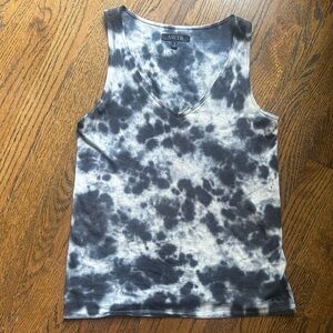 Black and Gray Tie-Dye V-Neck Tank Top